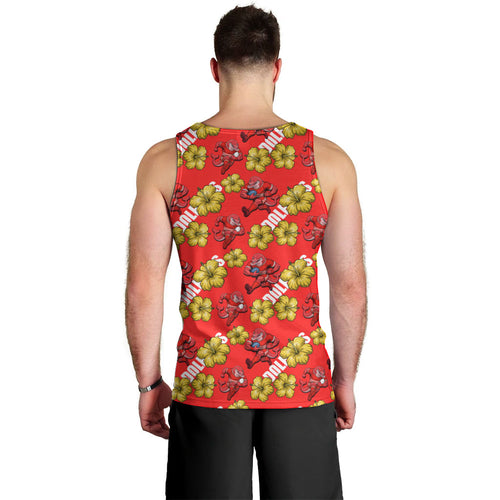 Dolphins Mascot Men Tank Top Tropical Hibiscus Floral Seamless Rugby Mascot