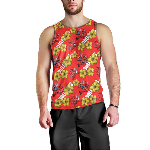 Dolphins Mascot Men Tank Top Tropical Hibiscus Floral Seamless Rugby Mascot