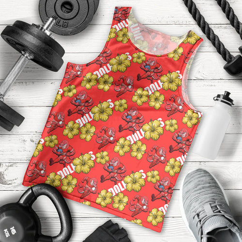 Dolphins Mascot Men Tank Top Tropical Hibiscus Floral Seamless Rugby Mascot