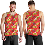 Dolphins Mascot Men Tank Top Tropical Hibiscus Floral Seamless Rugby Mascot