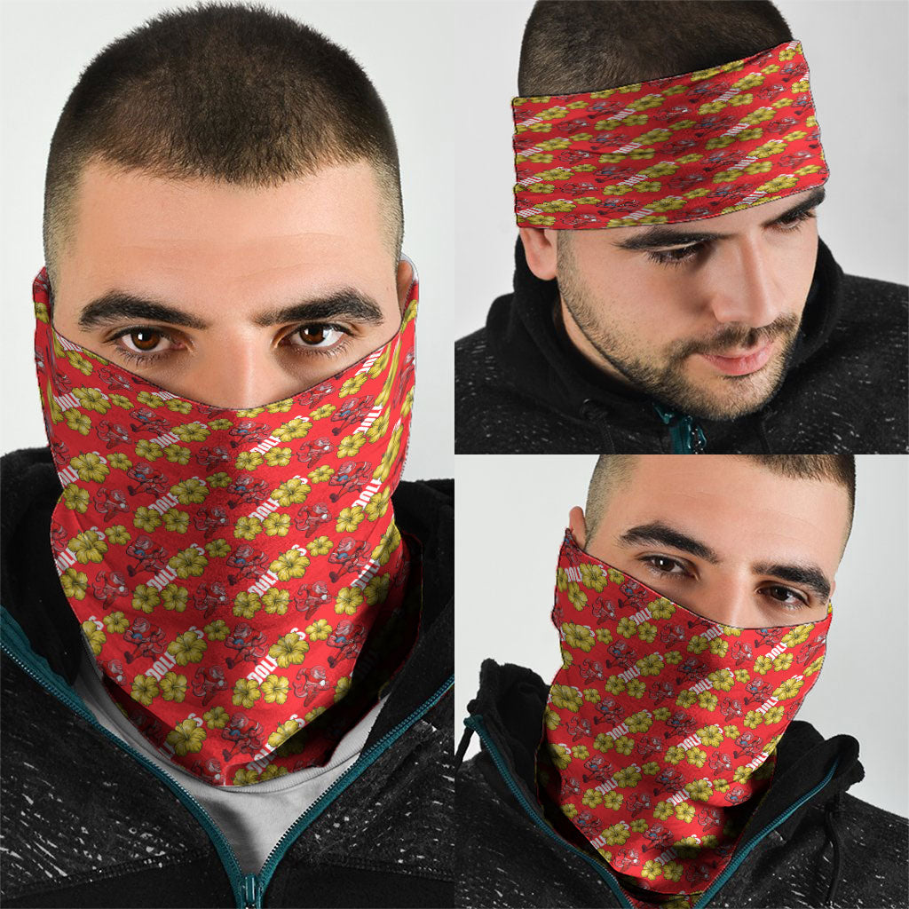 Dolphins Mascot Neck Gaiter Tropical Hibiscus Floral Seamless Rugby Mascot