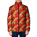 Dolphins Mascot Padded Jacket Tropical Hibiscus Floral Seamless Rugby Mascot