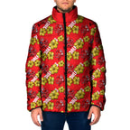 Dolphins Mascot Padded Jacket Tropical Hibiscus Floral Seamless Rugby Mascot
