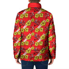 Dolphins Mascot Padded Jacket Tropical Hibiscus Floral Seamless Rugby Mascot