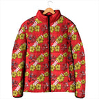 Dolphins Mascot Padded Jacket Tropical Hibiscus Floral Seamless Rugby Mascot