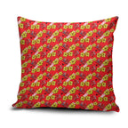 Dolphins Mascot Pillow Cover Tropical Hibiscus Floral Seamless Rugby Mascot