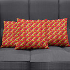 Dolphins Mascot Pillow Cover Tropical Hibiscus Floral Seamless Rugby Mascot