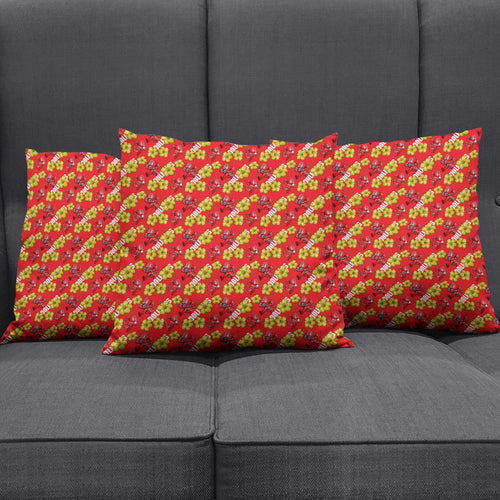 Dolphins Mascot Pillow Cover Tropical Hibiscus Floral Seamless Rugby Mascot
