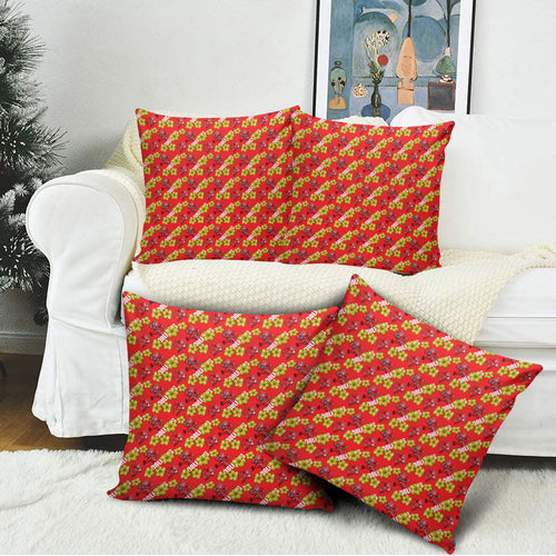 Dolphins Mascot Pillow Cover Tropical Hibiscus Floral Seamless Rugby Mascot