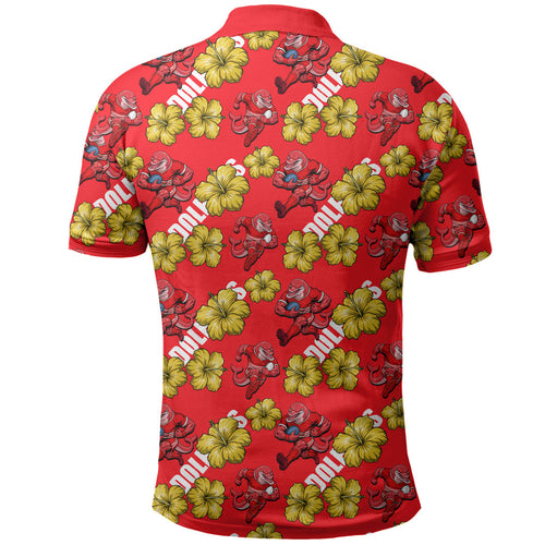 Dolphins Mascot Polo Shirt Tropical Hibiscus Floral Seamless Rugby Mascot