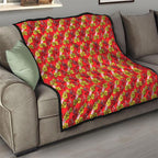 Dolphins Mascot Quilt Tropical Hibiscus Floral Seamless Rugby Mascot
