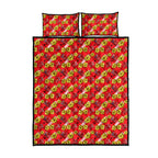 Dolphins Mascot Quilt Bed Set Tropical Hibiscus Floral Seamless Rugby Mascot
