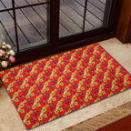 Dolphins Mascot Rubber Doormat Tropical Hibiscus Floral Seamless Rugby Mascot