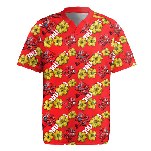Dolphins Mascot Rugby Jersey Tropical Hibiscus Floral Seamless Rugby Mascot