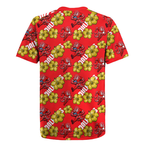 Dolphins Mascot Rugby Jersey Tropical Hibiscus Floral Seamless Rugby Mascot