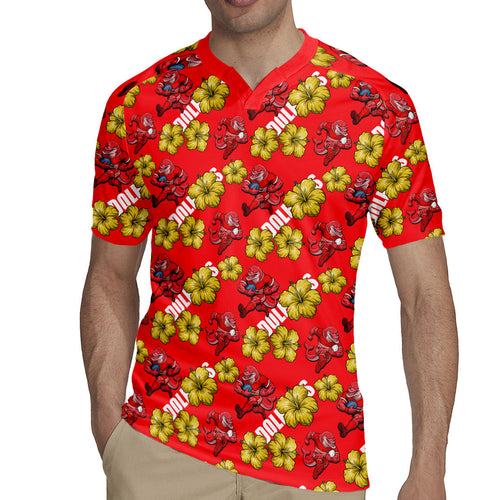 Dolphins Mascot Rugby Jersey Tropical Hibiscus Floral Seamless Rugby Mascot