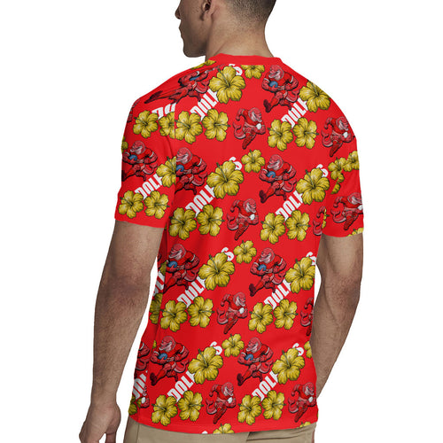 Dolphins Mascot Rugby Jersey Tropical Hibiscus Floral Seamless Rugby Mascot