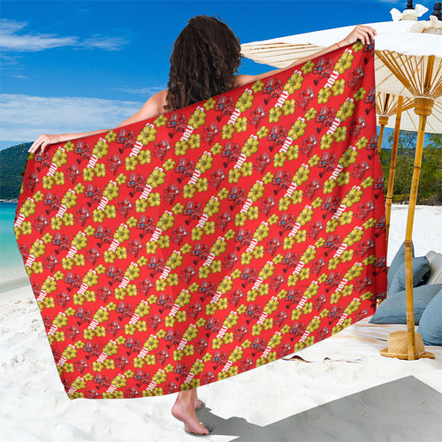 Dolphins Mascot Sarong Tropical Hibiscus Floral Seamless Rugby Mascot