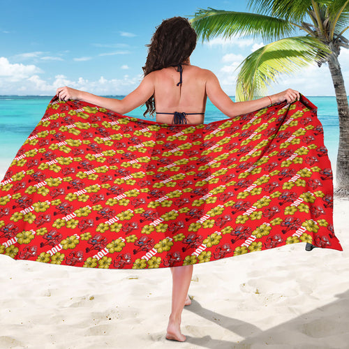 Dolphins Mascot Sarong Tropical Hibiscus Floral Seamless Rugby Mascot