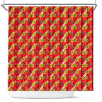 Dolphins Mascot Shower Curtain Tropical Hibiscus Floral Seamless Rugby Mascot