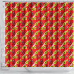 Dolphins Mascot Shower Curtain Tropical Hibiscus Floral Seamless Rugby Mascot