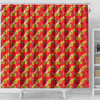 Dolphins Mascot Shower Curtain Tropical Hibiscus Floral Seamless Rugby Mascot