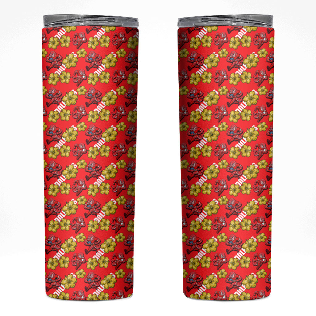 Dolphins Mascot Skinny Tumbler Tropical Hibiscus Floral Seamless Rugby Mascot