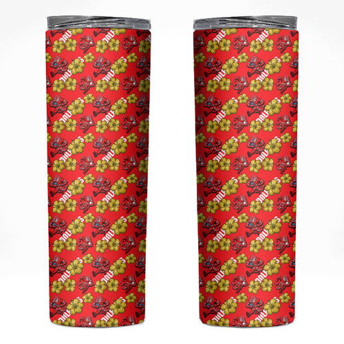Dolphins Mascot Skinny Tumbler Tropical Hibiscus Floral Seamless Rugby Mascot