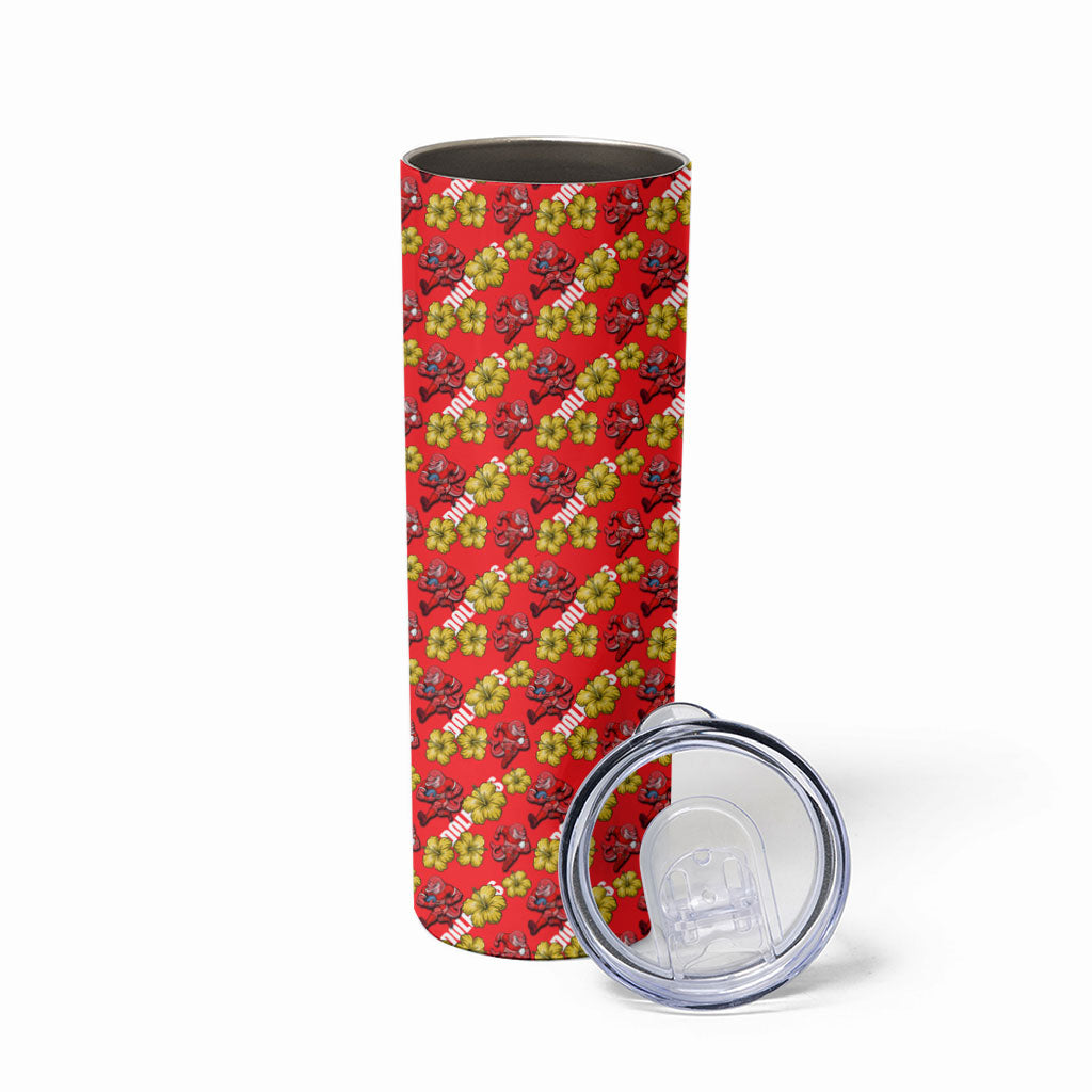 Dolphins Mascot Skinny Tumbler Tropical Hibiscus Floral Seamless Rugby Mascot