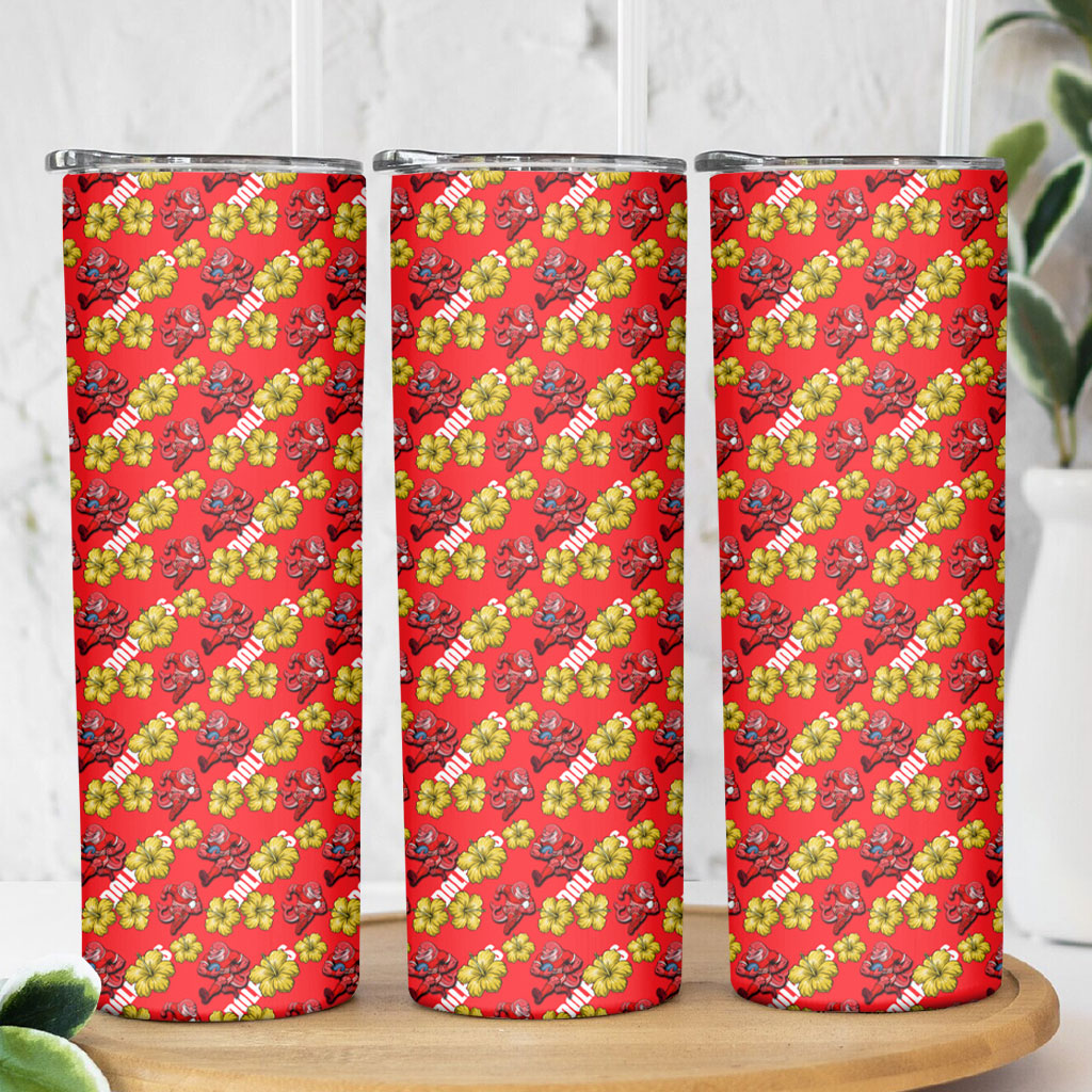 Dolphins Mascot Skinny Tumbler Tropical Hibiscus Floral Seamless Rugby Mascot