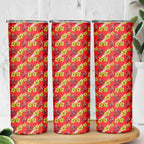 Dolphins Mascot Skinny Tumbler Tropical Hibiscus Floral Seamless Rugby Mascot