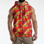 Dolphins Mascot Sleeveless Hoodie Tropical Hibiscus Floral Seamless Rugby Mascot