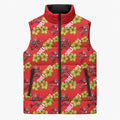 Dolphins Mascot Sleeveless Puffer Jacket Tropical Hibiscus Floral Seamless Rugby Mascot