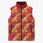 Dolphins Mascot Sleeveless Puffer Jacket Tropical Hibiscus Floral Seamless Rugby Mascot