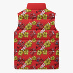 Dolphins Mascot Sleeveless Puffer Jacket Tropical Hibiscus Floral Seamless Rugby Mascot