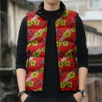 Dolphins Mascot Sleeveless Puffer Jacket Tropical Hibiscus Floral Seamless Rugby Mascot