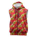 Dolphins Mascot Sleeveless Zip Hoodie Tropical Hibiscus Floral Seamless Rugby Mascot