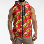 Dolphins Mascot Sleeveless Zip Hoodie Tropical Hibiscus Floral Seamless Rugby Mascot