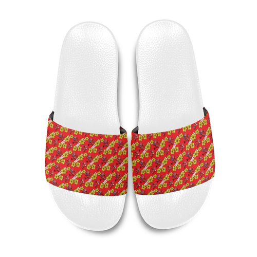 Dolphins Mascot Slide Sandals Tropical Hibiscus Floral Seamless Rugby Mascot