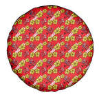 Dolphins Mascot Spare Tire Cover Tropical Hibiscus Floral Seamless Rugby Mascot