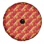 Dolphins Mascot Spare Tire Cover Tropical Hibiscus Floral Seamless Rugby Mascot