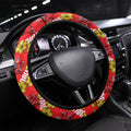 Dolphins Mascot Steering Wheel Cover Tropical Hibiscus Floral Seamless Rugby Mascot
