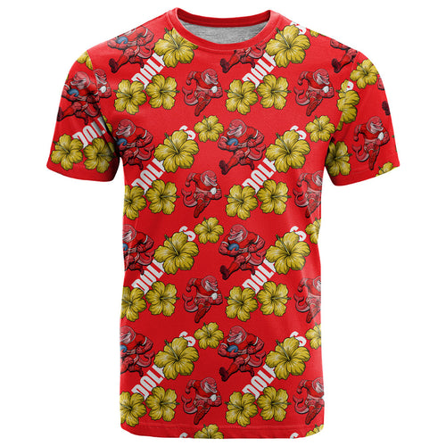 Dolphins Mascot T Shirt Tropical Hibiscus Floral Seamless Rugby Mascot