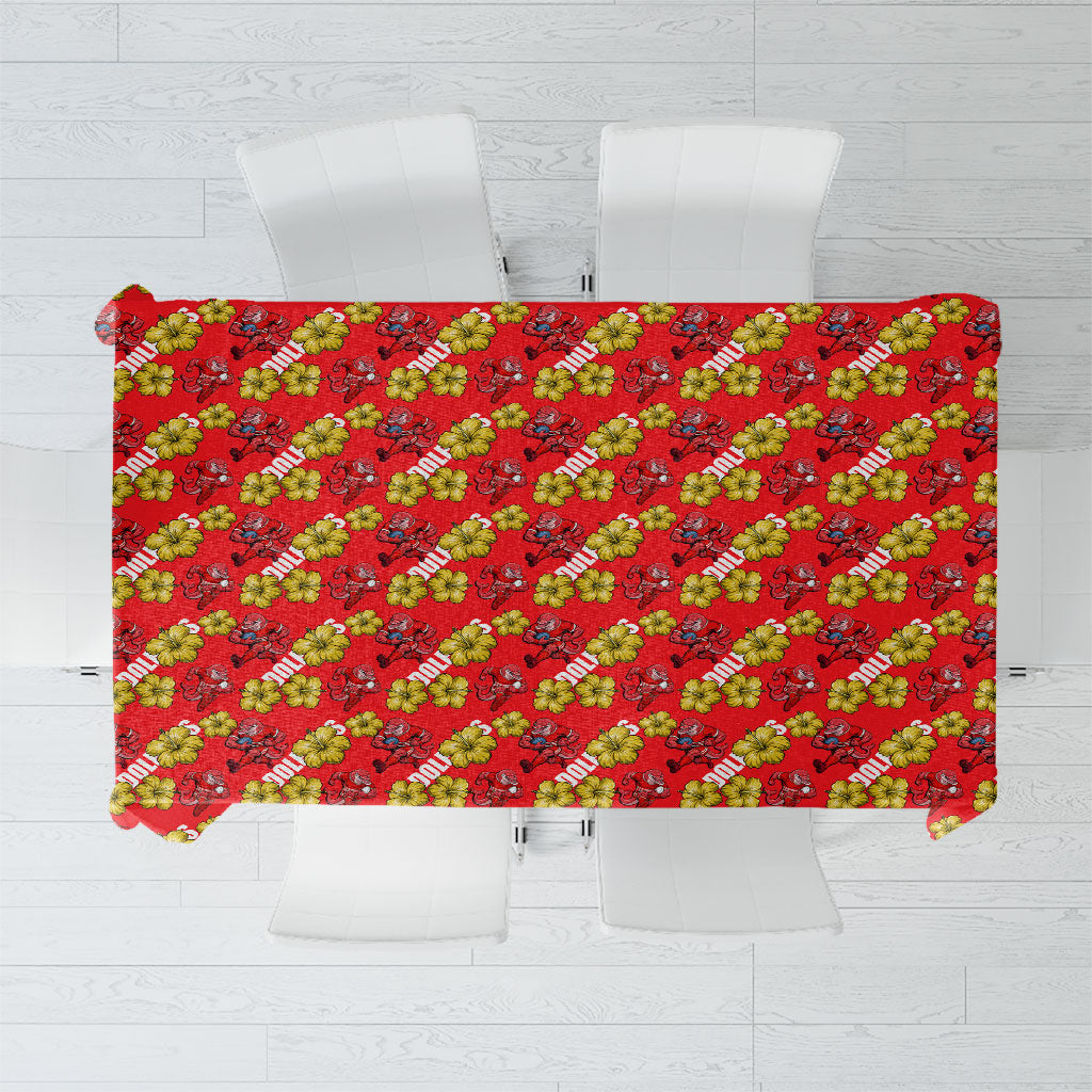 Dolphins Mascot Tablecloth Tropical Hibiscus Floral Seamless Rugby Mascot