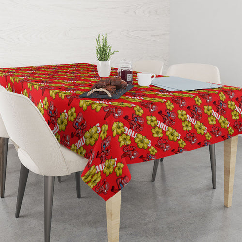 Dolphins Mascot Tablecloth Tropical Hibiscus Floral Seamless Rugby Mascot