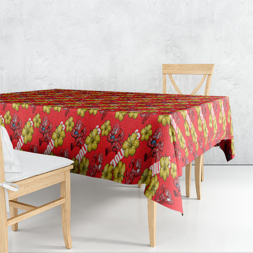 Dolphins Mascot Tablecloth Tropical Hibiscus Floral Seamless Rugby Mascot