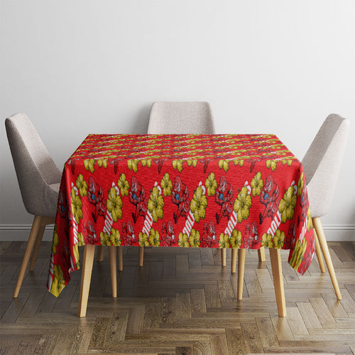 Dolphins Mascot Tablecloth Tropical Hibiscus Floral Seamless Rugby Mascot