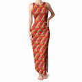 Dolphins Mascot Tank Maxi Dress Tropical Hibiscus Floral Seamless Rugby Mascot