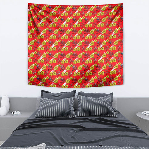 Dolphins Mascot Tapestry Tropical Hibiscus Floral Seamless Rugby Mascot