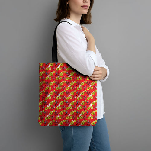 Dolphins Mascot Tote Bag Tropical Hibiscus Floral Seamless Rugby Mascot